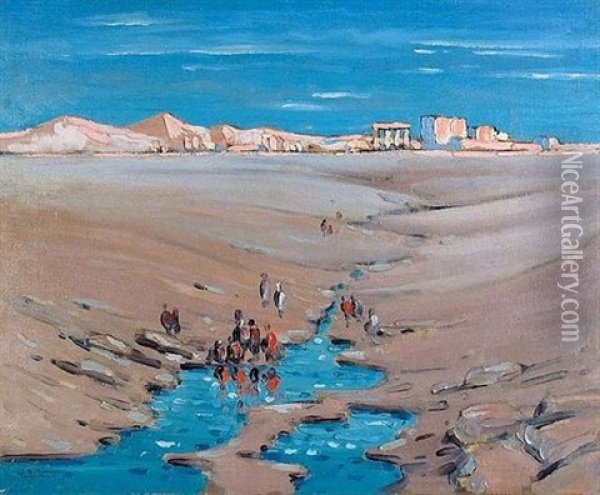 Vue De Palmyre Au Crepuscule Oil Painting - Charles Auguste Mangin