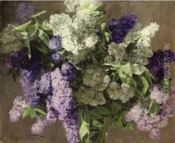 Clusters Of White, Pink And Purple Lilacs Oil Painting - Aleksander Vladimirovich Makovskii