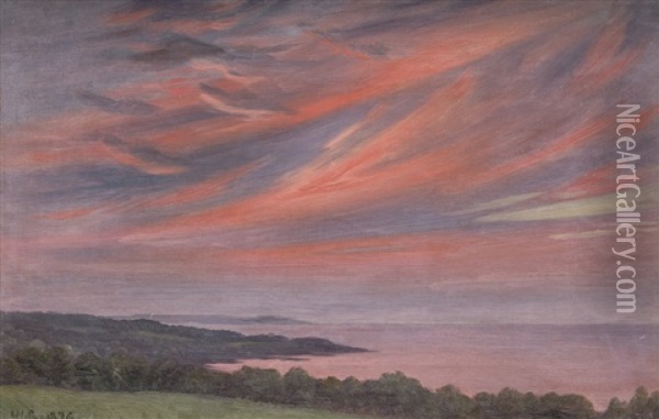 Ansicht Einer Fjordlandschaft Im Abendrot Oil Painting - Johannes Herman Brandt