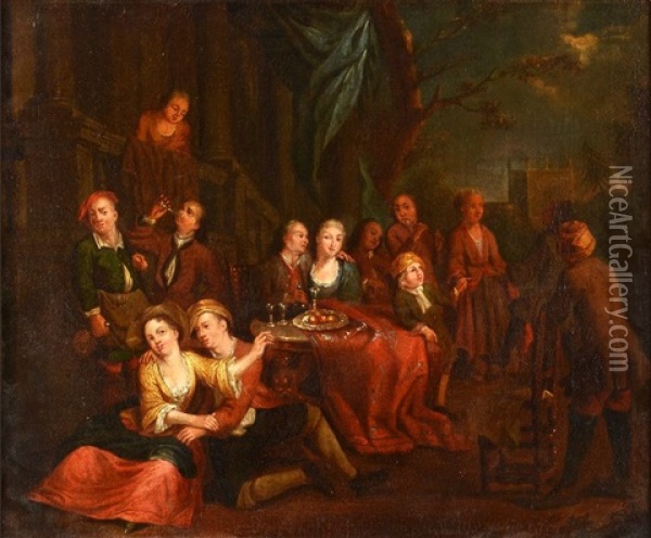 Le Banquet Oil Painting - Jan Josef Horemans the Younger