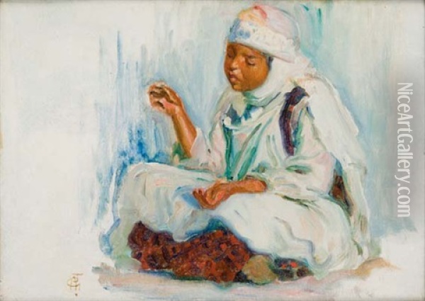 La Jeune Marocaine Oil Painting - Alphonse Leon Germain-Thill