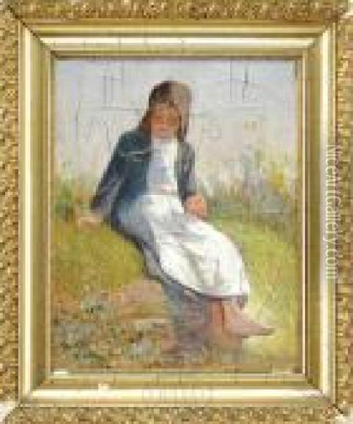 Potthast Little Flower Girl Oil Painting - Edward Henry Potthast
