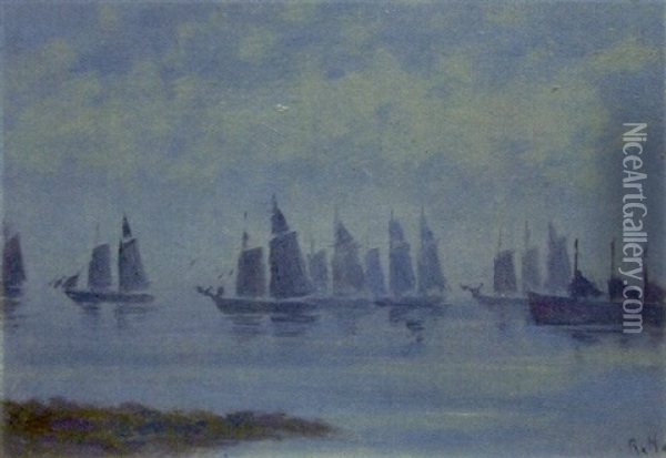 Ships At Sail, Gloucester Oil Painting - Robert Harris