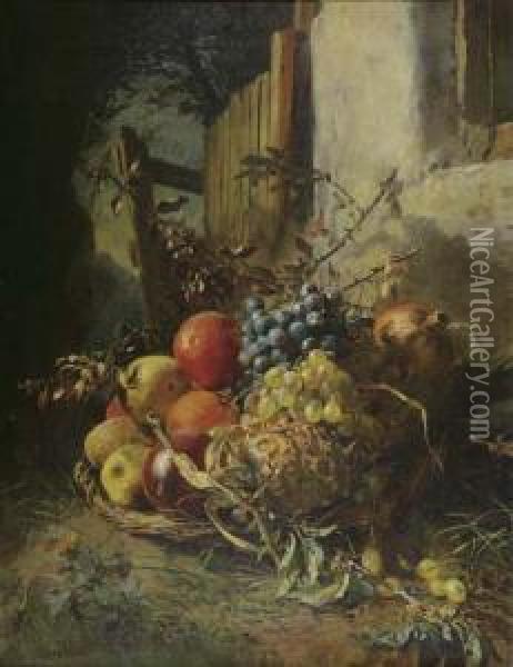 Fruit In A Basket Oil Painting - Anna Peters