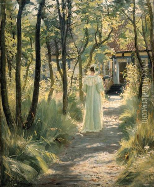 Marie I Haven (marie In The Garden) Oil Painting - Peder Severin Kroyer