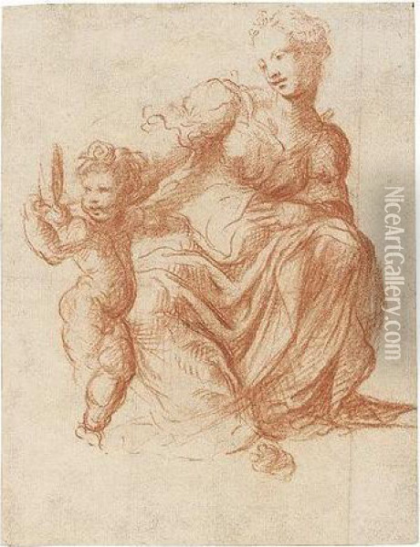 Mother And Child Oil Painting - Michelangelo Anselmi