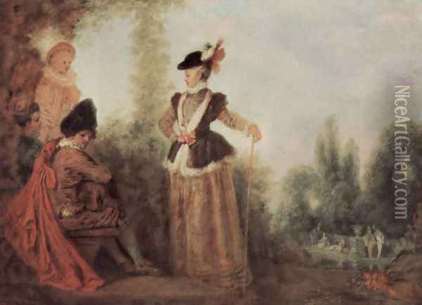 The adventuress Oil Painting - Jean-Antoine Watteau