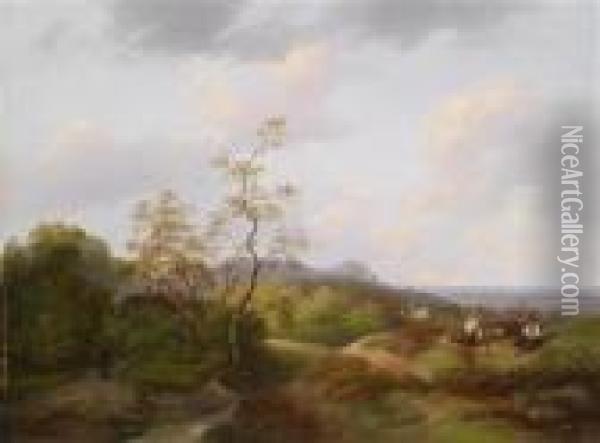 Open Landscape With Young Shepherds Oil Painting - Ignaz Raffalt