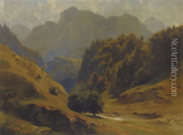 Sommertag Im Gebirge Oil Painting - Carl Schmid