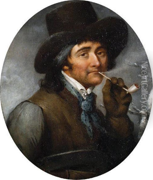 Portrait Of A Country Gentleman Smoking A Pipe Oil Painting - Matthew William Peters