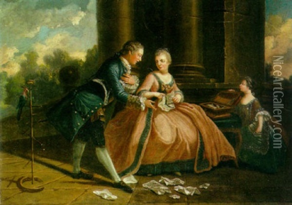 Destroying The Love Letters Oil Painting - Jean-Baptiste Pater