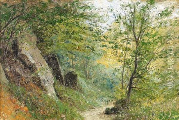 Sonniger Waldweg Mit Felsen Oil Painting - Gustave Castan