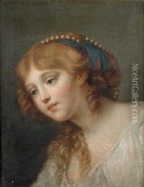 Portrait Of A Young Girl Oil Painting - Jean Baptiste Greuze