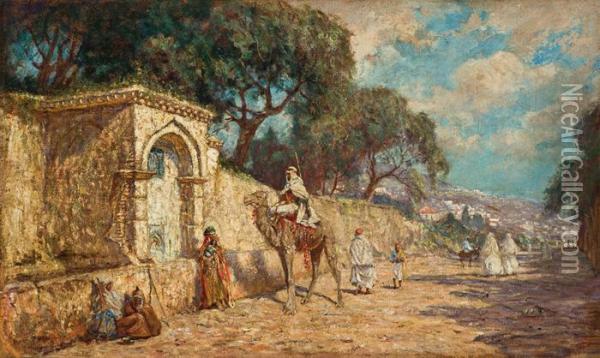 A Street Scene In Algiers Oil Painting - Addison Thomas Millar