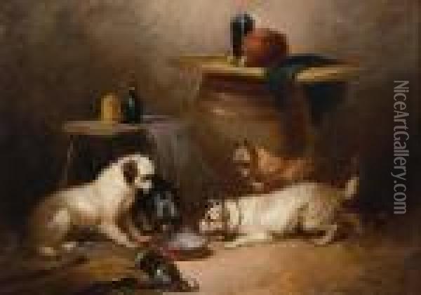 Four Terriers Oil Painting - George Armfield