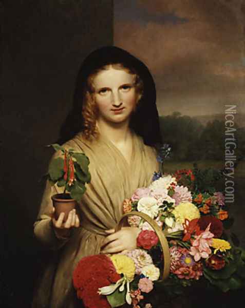 The Flower Girl Oil Painting - Charles Cromwell Ingham