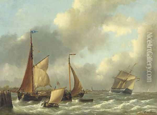 A busy estuary Oil Painting - Emanuel De Vries