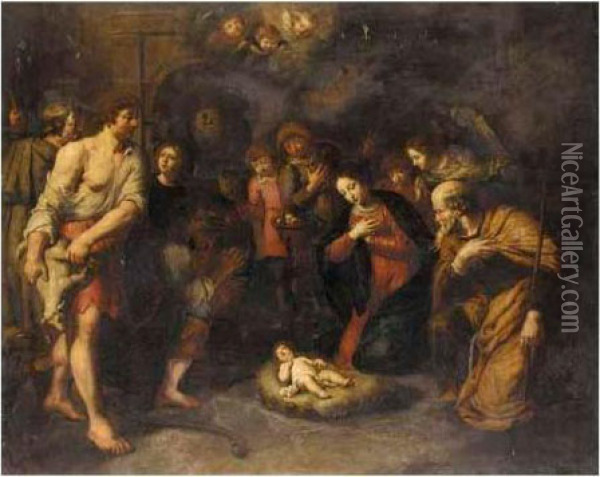 The Adoration Of The Shepherds Oil Painting - Pieter van Bloemen