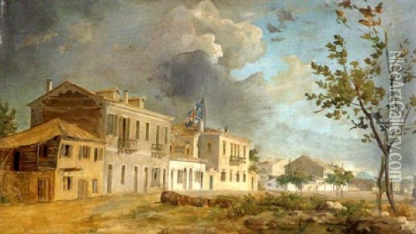 The British Consulate At Patras Oil Painting - Vicenzo Lanza