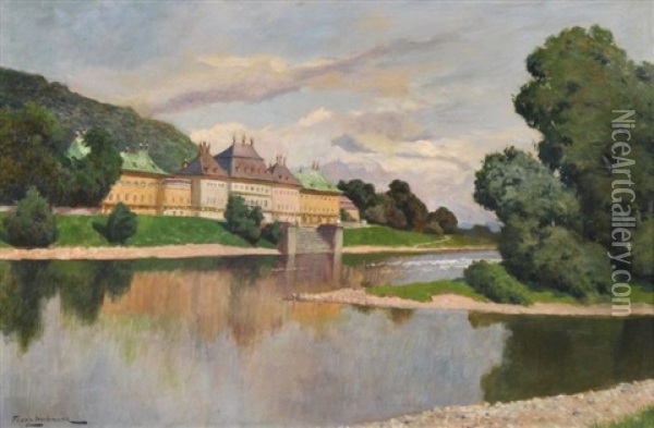 Blick Auf Schloss Pillnitz Oil Painting - Franz Gustav Hochmann