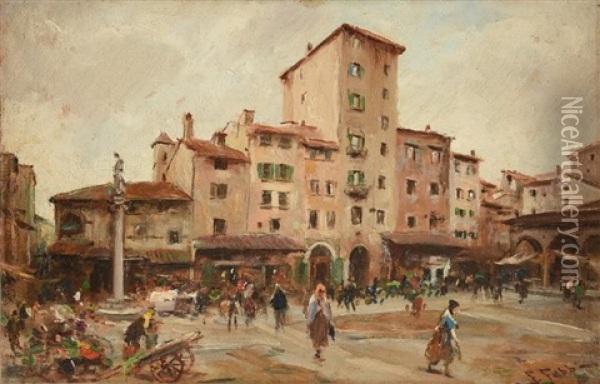 Piazzo Del Mercado Oil Painting - Fabio Fabbi