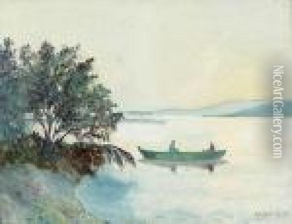 Rameur Sur Le Lac Oil Painting - Johann Robert Schuerch