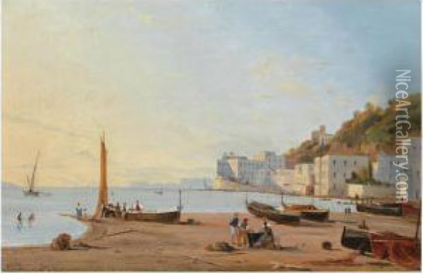 A View On Posillipo Near Naples Oil Painting - Pieter Van Borselen