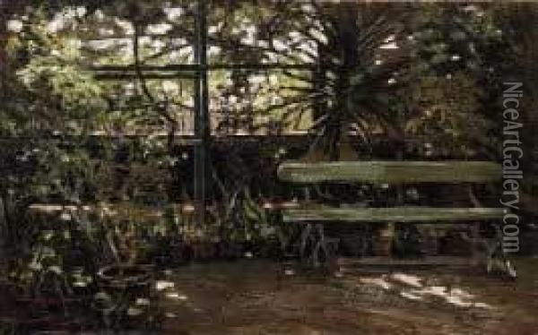 Panchina In Giardino Oil Painting - Ugo Gheduzzi