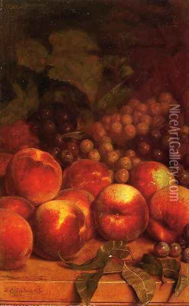 Peaches and Grapes Oil Painting - Lemuel Everett Wilmarth