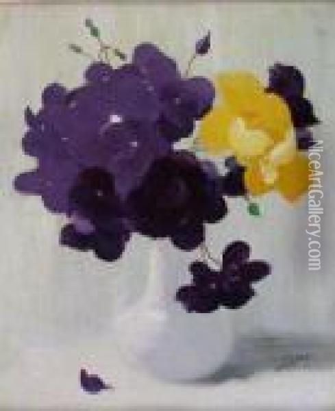 A Still Life Of Violets Oil Painting - James Stuart Park