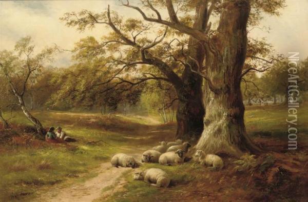 A Distracted Shepherd Oil Painting - George Turner