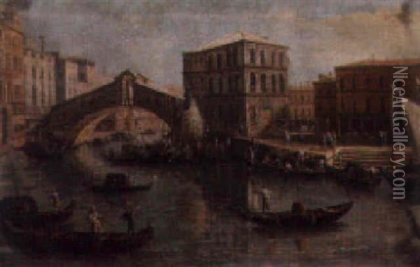 The Rialto Bridge, Venice Oil Painting - Ricardo Lopez Cabrera