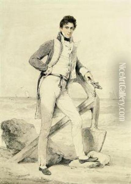 Portrait Of Captain Hoste Of H.m.s. Oil Painting - Henry Edridge