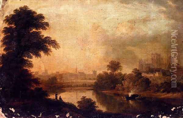 A View Of Ripon Cathedral From Across The River Ure Oil Painting - John Glover