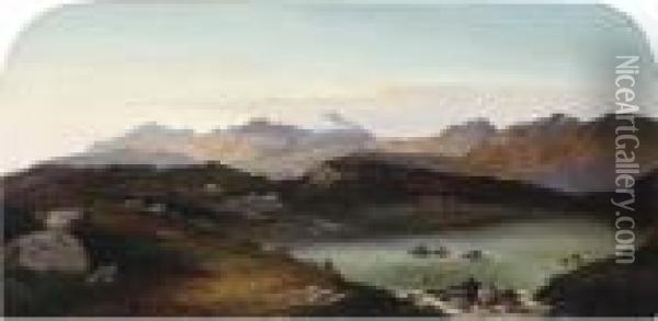 The High Loch On Ben Ledi, Perthshire Oil Painting - Charles Leslie