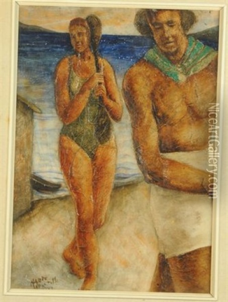 Bagnante Con Pagaia Oil Painting - Fiore Martelli
