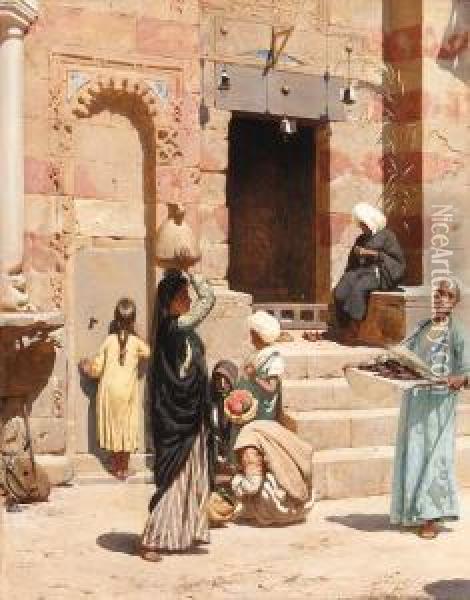 An Orientalist Street Scene Oil Painting - Rudolf Ii Swoboda