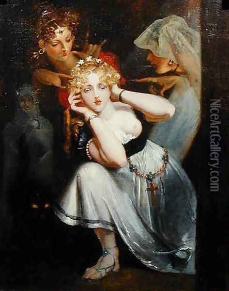 Bertalda Frightened by Apparitions Oil Painting - Theodor Von Holst
