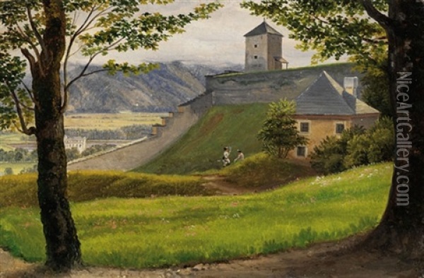 Der Falkenturm Auf Dem Monchsberg Bei Salzburg Oil Painting - Heinrich Reinhold
