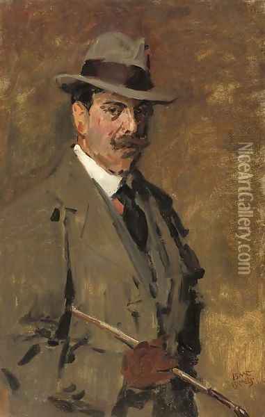 Portrait of a gentleman holding a riding-crop Oil Painting - Isaac Israels