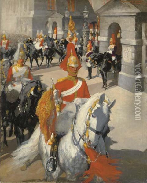 The Regiment Leaves The Horse Guards Parade Oil Painting - Christopher Clark