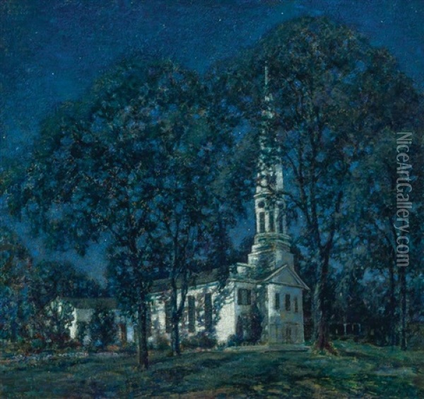 New England Moonlight Oil Painting - Ernest Albert