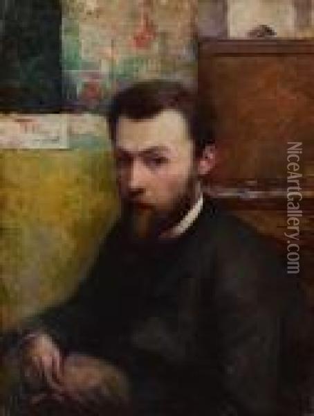 Portrait De Georges Seurat, Circa 1885-90 Oil Painting - Charles Maurin