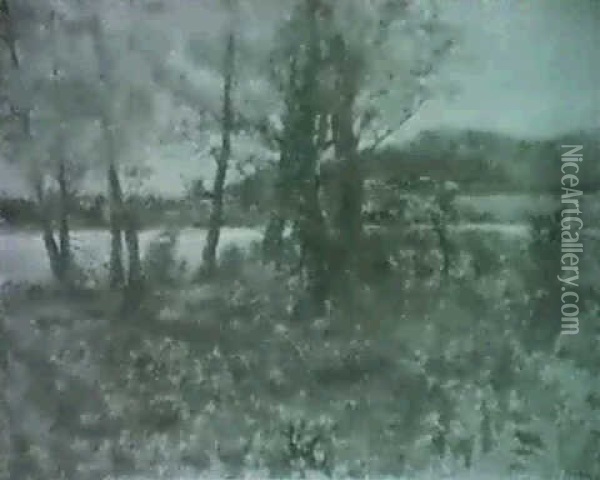 Flusslandschaft Oil Painting - Hubert Von Heyden