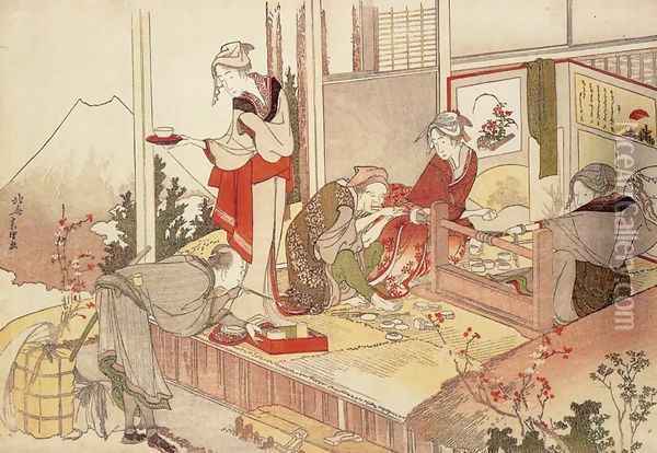 Netsuke Workshop Oil Painting - Katsushika Hokusai