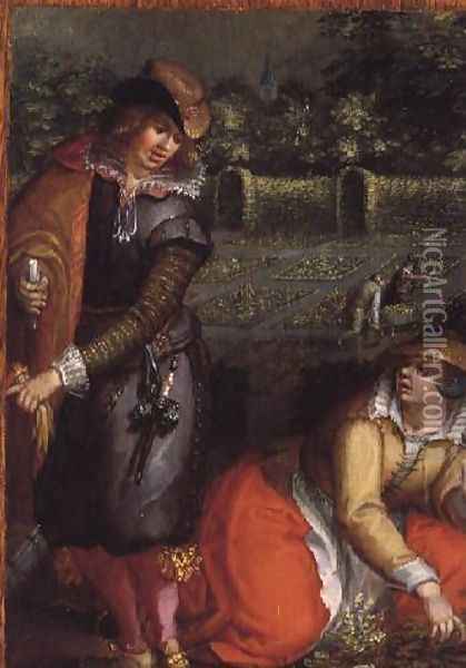 An Elegant Gentleman and a Woman in a Garden Oil Painting - David Vinckboons
