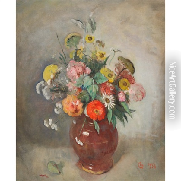 Still Life Of Flowers Oil Painting - Moricz Goth