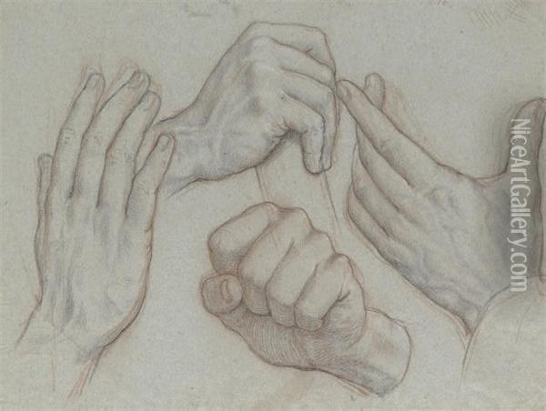 Studies Of A Hand Oil Painting - Ludwig Ferdinand Schnorr von Carolsfeld