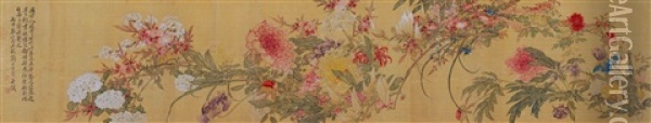 Flowers In The Style Of Mogu Oil Painting -  Fang Xun