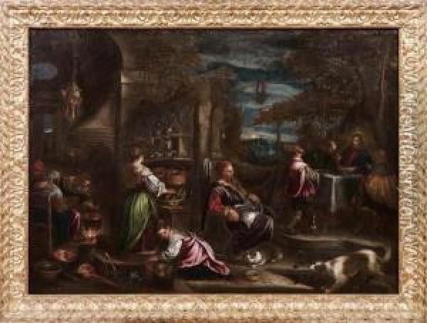 La Cena In Emmaus (l'inverno) Oil Painting - Gerolamo Ponte Da Bassano